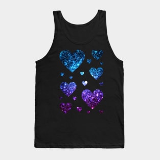 Teal and Purple Ombre Faux Glitter Hearts Tank Top